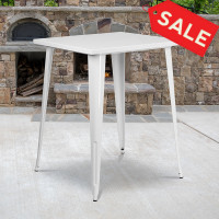 Flash Furniture CH-51040-40-WH-GG 31.5" Square Bar Height White Metal Indoor-Outdoor Table
